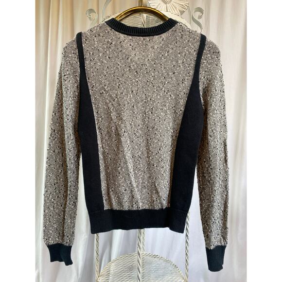 Banana Republic Sweater Tweed Black Fitted Cardigan Zip Front Nubby Two Tone Med - Picture 6 of 10